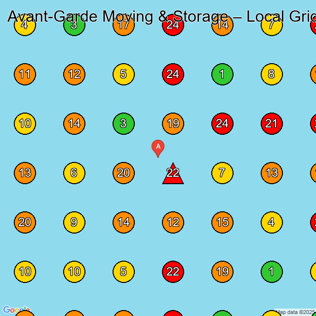 Avant-Garde Moving & Storage Moving And Storage Service GeoGrid ranking map for None